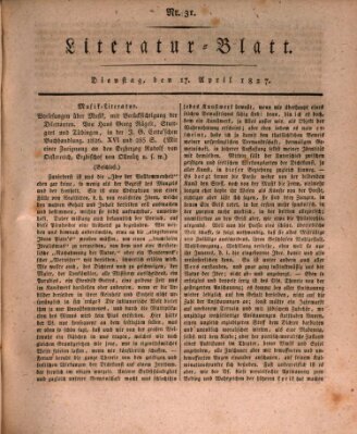 Morgenblatt für gebildete Stände. Literatur-Blatt (Morgenblatt für gebildete Stände) Dienstag 17. April 1827