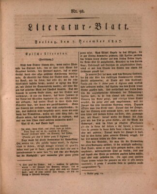 Morgenblatt für gebildete Stände. Literatur-Blatt (Morgenblatt für gebildete Stände) Freitag 7. Dezember 1827