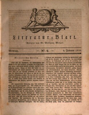 Morgenblatt für gebildete Stände. Literatur-Blatt (Morgenblatt für gebildete Stände) Montag 4. Januar 1830