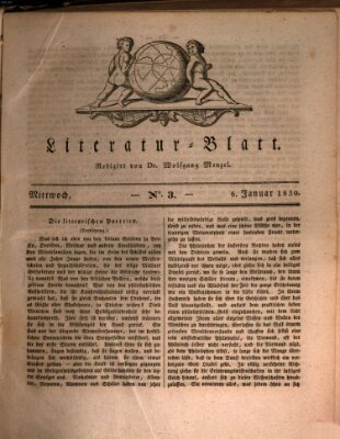 Morgenblatt für gebildete Stände. Literatur-Blatt (Morgenblatt für gebildete Stände) Mittwoch 6. Januar 1830