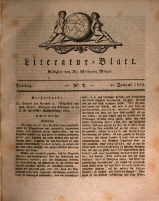 Morgenblatt für gebildete Stände. Literatur-Blatt (Morgenblatt für gebildete Stände) Freitag 15. Januar 1830