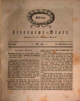 Morgenblatt für gebildete Stände. Literatur-Blatt (Morgenblatt für gebildete Stände) Freitag 29. Januar 1830