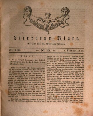 Morgenblatt für gebildete Stände. Literatur-Blatt (Morgenblatt für gebildete Stände) Mittwoch 3. Februar 1830