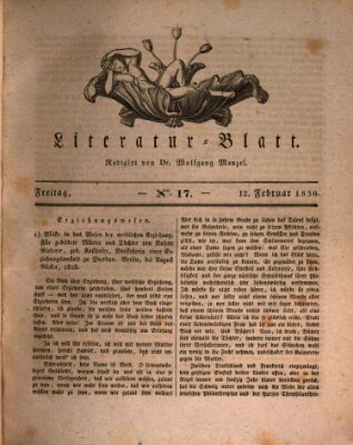 Morgenblatt für gebildete Stände. Literatur-Blatt (Morgenblatt für gebildete Stände) Freitag 12. Februar 1830