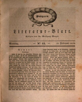 Morgenblatt für gebildete Stände. Literatur-Blatt (Morgenblatt für gebildete Stände) Montag 22. Februar 1830