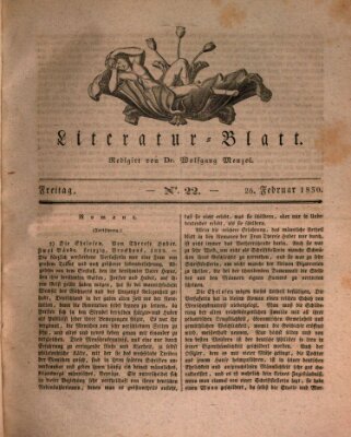 Morgenblatt für gebildete Stände. Literatur-Blatt (Morgenblatt für gebildete Stände) Freitag 26. Februar 1830