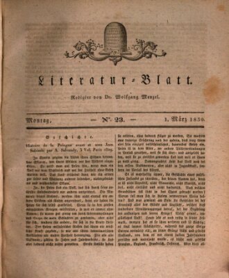 Morgenblatt für gebildete Stände. Literatur-Blatt (Morgenblatt für gebildete Stände) Montag 1. März 1830