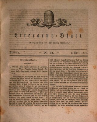 Morgenblatt für gebildete Stände. Literatur-Blatt (Morgenblatt für gebildete Stände) Freitag 2. April 1830