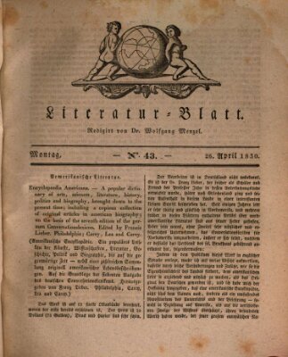 Morgenblatt für gebildete Stände. Literatur-Blatt (Morgenblatt für gebildete Stände) Montag 26. April 1830