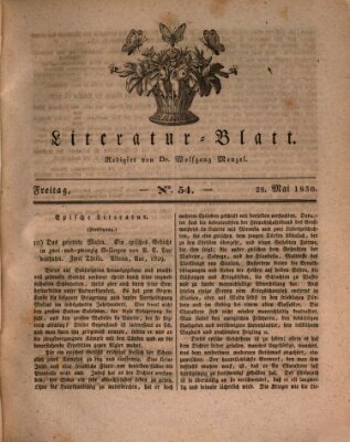 Morgenblatt für gebildete Stände. Literatur-Blatt (Morgenblatt für gebildete Stände) Freitag 28. Mai 1830