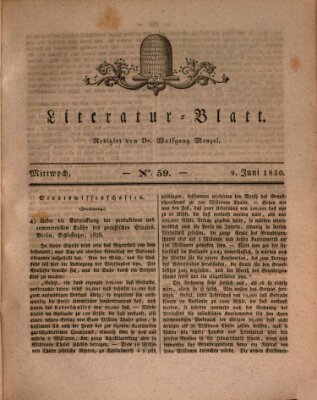 Morgenblatt für gebildete Stände. Literatur-Blatt (Morgenblatt für gebildete Stände) Mittwoch 9. Juni 1830