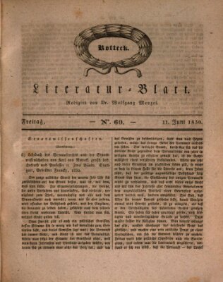 Morgenblatt für gebildete Stände. Literatur-Blatt (Morgenblatt für gebildete Stände) Freitag 11. Juni 1830