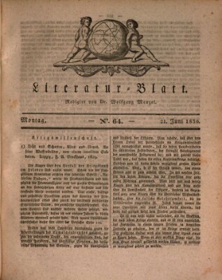 Morgenblatt für gebildete Stände. Literatur-Blatt (Morgenblatt für gebildete Stände) Montag 21. Juni 1830