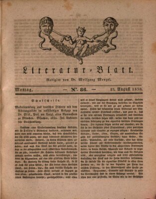 Morgenblatt für gebildete Stände. Literatur-Blatt (Morgenblatt für gebildete Stände) Montag 23. August 1830