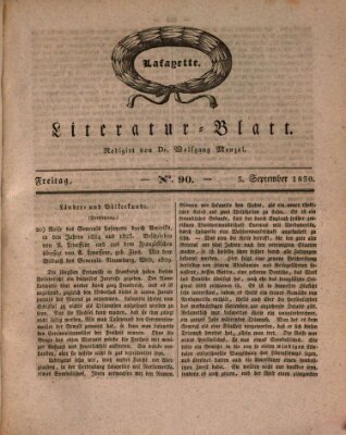 Morgenblatt für gebildete Stände. Literatur-Blatt (Morgenblatt für gebildete Stände) Freitag 3. September 1830