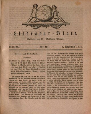 Morgenblatt für gebildete Stände. Literatur-Blatt (Morgenblatt für gebildete Stände) Montag 6. September 1830