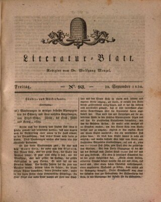 Morgenblatt für gebildete Stände. Literatur-Blatt (Morgenblatt für gebildete Stände) Freitag 10. September 1830