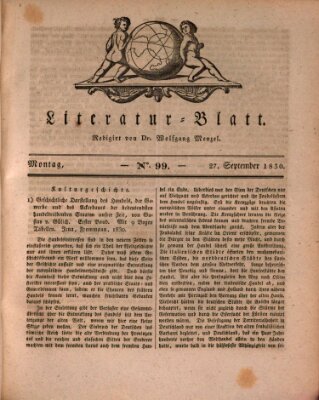 Morgenblatt für gebildete Stände. Literatur-Blatt (Morgenblatt für gebildete Stände) Montag 27. September 1830
