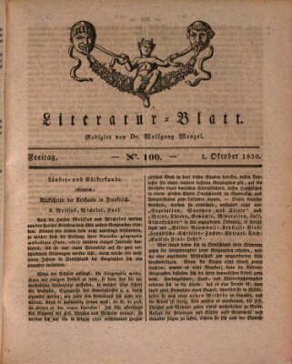 Morgenblatt für gebildete Stände. Literatur-Blatt (Morgenblatt für gebildete Stände) Freitag 1. Oktober 1830