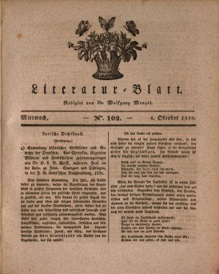 Morgenblatt für gebildete Stände. Literatur-Blatt (Morgenblatt für gebildete Stände) Mittwoch 6. Oktober 1830