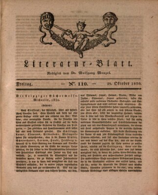 Morgenblatt für gebildete Stände. Literatur-Blatt (Morgenblatt für gebildete Stände) Freitag 29. Oktober 1830