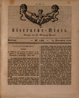 Morgenblatt für gebildete Stände. Literatur-Blatt (Morgenblatt für gebildete Stände) Freitag 12. November 1830