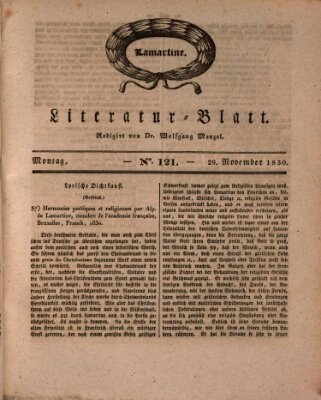 Morgenblatt für gebildete Stände. Literatur-Blatt (Morgenblatt für gebildete Stände) Montag 29. November 1830