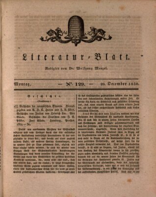 Morgenblatt für gebildete Stände. Literatur-Blatt (Morgenblatt für gebildete Stände) Montag 20. Dezember 1830