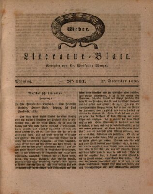 Morgenblatt für gebildete Stände. Literatur-Blatt (Morgenblatt für gebildete Stände) Montag 27. Dezember 1830