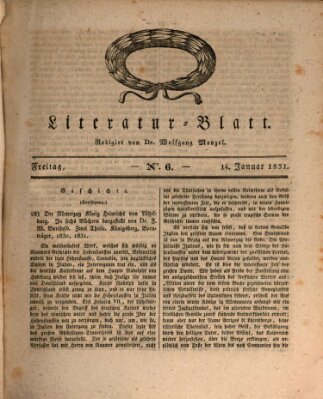 Morgenblatt für gebildete Stände. Literatur-Blatt (Morgenblatt für gebildete Stände) Freitag 14. Januar 1831