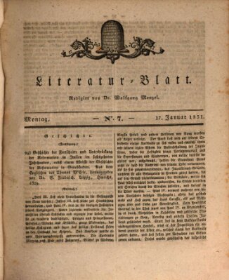 Morgenblatt für gebildete Stände. Literatur-Blatt (Morgenblatt für gebildete Stände) Montag 17. Januar 1831