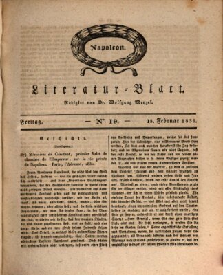 Morgenblatt für gebildete Stände. Literatur-Blatt (Morgenblatt für gebildete Stände) Freitag 18. Februar 1831