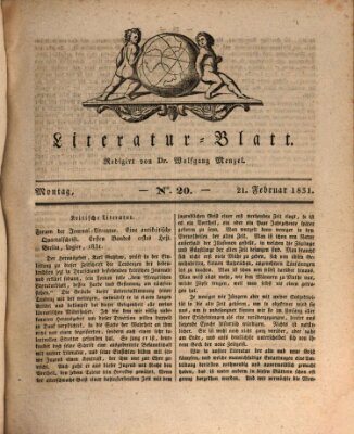 Morgenblatt für gebildete Stände. Literatur-Blatt (Morgenblatt für gebildete Stände) Montag 21. Februar 1831