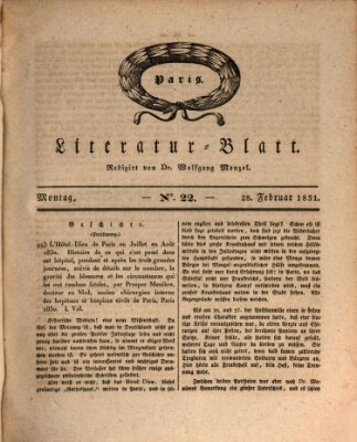 Morgenblatt für gebildete Stände. Literatur-Blatt (Morgenblatt für gebildete Stände) Montag 28. Februar 1831