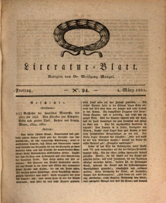 Morgenblatt für gebildete Stände. Literatur-Blatt (Morgenblatt für gebildete Stände) Freitag 4. März 1831