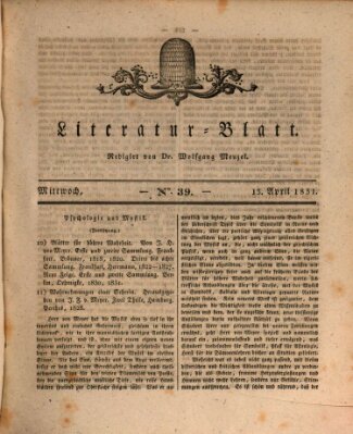 Morgenblatt für gebildete Stände. Literatur-Blatt (Morgenblatt für gebildete Stände) Mittwoch 13. April 1831