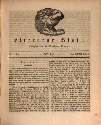 Morgenblatt für gebildete Stände. Literatur-Blatt (Morgenblatt für gebildete Stände) Freitag 22. April 1831