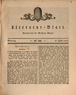 Morgenblatt für gebildete Stände. Literatur-Blatt (Morgenblatt für gebildete Stände) Montag 27. Juni 1831