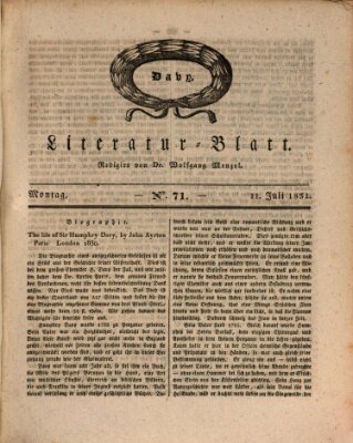 Morgenblatt für gebildete Stände. Literatur-Blatt (Morgenblatt für gebildete Stände) Montag 11. Juli 1831