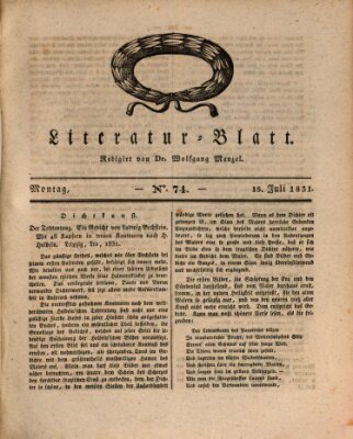 Morgenblatt für gebildete Stände. Literatur-Blatt (Morgenblatt für gebildete Stände) Montag 18. Juli 1831