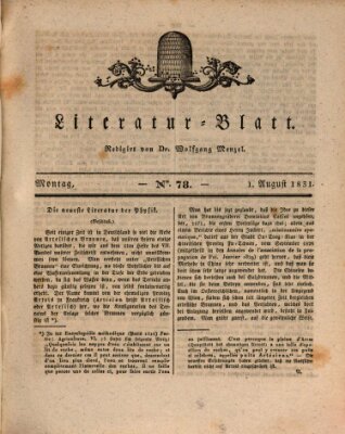 Morgenblatt für gebildete Stände. Literatur-Blatt (Morgenblatt für gebildete Stände) Montag 1. August 1831