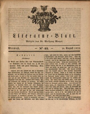 Morgenblatt für gebildete Stände. Literatur-Blatt (Morgenblatt für gebildete Stände) Mittwoch 10. August 1831