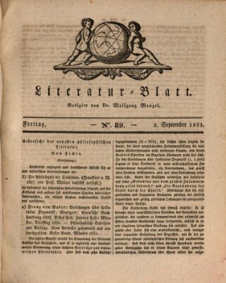 Morgenblatt für gebildete Stände. Literatur-Blatt (Morgenblatt für gebildete Stände) Freitag 2. September 1831