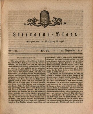 Morgenblatt für gebildete Stände. Literatur-Blatt (Morgenblatt für gebildete Stände) Freitag 30. September 1831