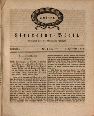 Morgenblatt für gebildete Stände. Literatur-Blatt (Morgenblatt für gebildete Stände) Montag 3. Oktober 1831