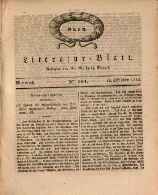 Morgenblatt für gebildete Stände. Literatur-Blatt (Morgenblatt für gebildete Stände) Mittwoch 12. Oktober 1831