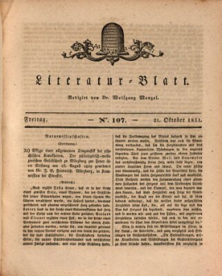 Morgenblatt für gebildete Stände. Literatur-Blatt (Morgenblatt für gebildete Stände) Freitag 21. Oktober 1831