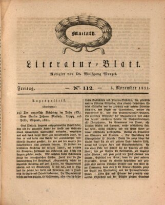 Morgenblatt für gebildete Stände. Literatur-Blatt (Morgenblatt für gebildete Stände) Freitag 4. November 1831