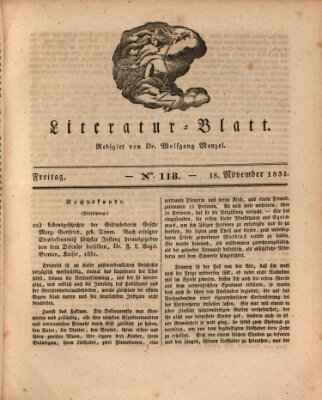 Morgenblatt für gebildete Stände. Literatur-Blatt (Morgenblatt für gebildete Stände) Freitag 18. November 1831