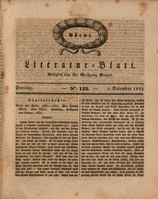 Morgenblatt für gebildete Stände. Literatur-Blatt (Morgenblatt für gebildete Stände) Freitag 2. Dezember 1831